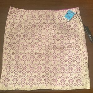 purple and white lace skirt